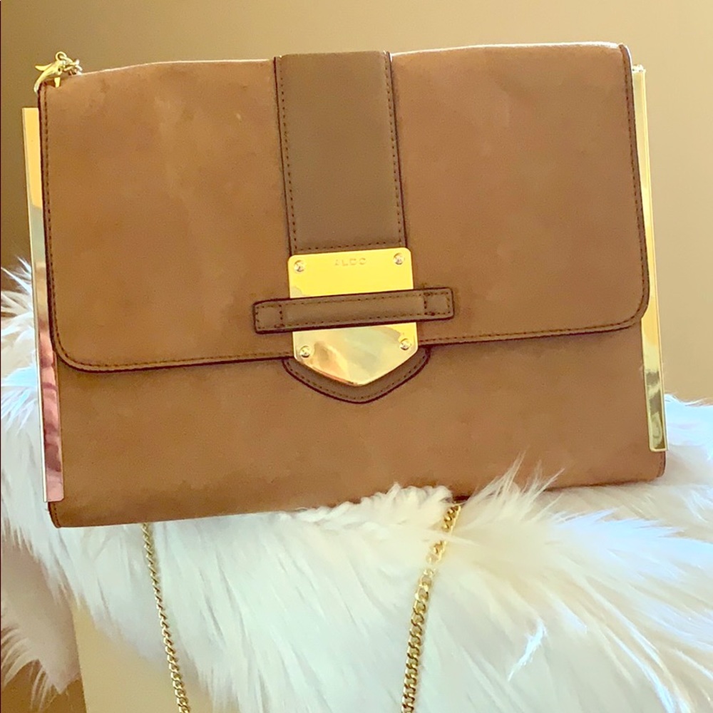 Tan Suede Clutch